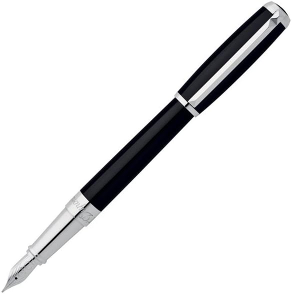 S.T. Dupont Elysee Fountain Pen - Black Lacquer/Palladium, Medium Nib 410674M