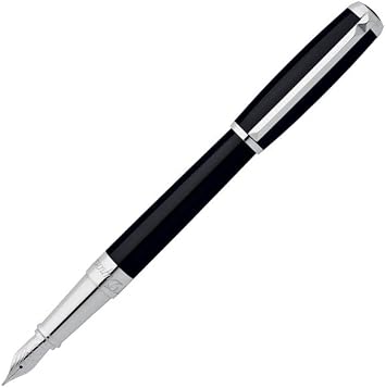 S.T. Dupont Elysee Fountain Pen - Black Lacquer/Palladium, Medium Nib 410674M