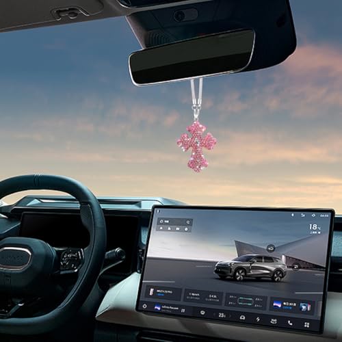 FALVFUN Bling Cross Car Rear View Mirror Hanging Ornament, Crystal Rhinestones Religious Vehicle Rearview Mirror Pendant Charm, Auto Interior Decoration Accessories, Universal Fit (Pink) - Thumbnail 4