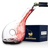 Bluelander Decantador de Vino y de Whisky, Cristal de Calidad, Diseño Clásico, Jarra de Vino, Decantador Inclinado,...