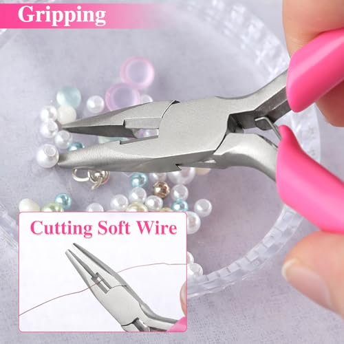 Image of 3 Inches Mini Long Nose Pliers for Jewelry Making with Wire Cutter Long Needle Nose Pliers Smooth Jaws Small Chain Nose Pliers Jewelry Making Supplies for Bending Small Object Gripping