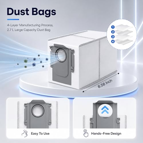 Image of Qrevo S5V Replacement Parts for Roborock Qrevo Curv(S5X) /Qrevo Edge(S5A) | 1 Set Main Brush 4 Side Brush 4 Filters 6 Dust Bags 6 Mop Pads