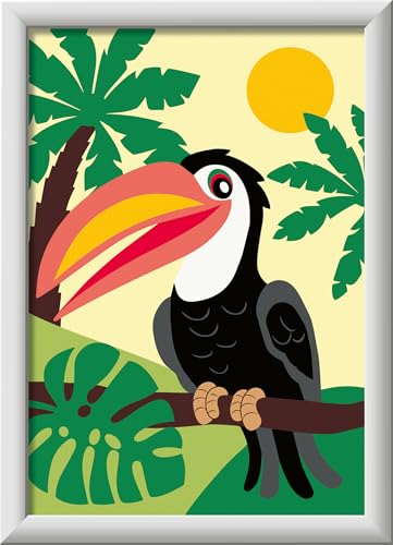 Ravensburger CreArt 23762 - Tukan im Dschungel - Malen nach Zahlen Vogel für Kinder ab 7 Jahre, Malset mit Rahmen, Pinsel und Acrylfarben, Geschenk für Mädchen und Jungen