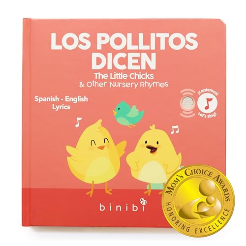 Image of Binibi Spanish Musical Book for Babies & Toddlers 1-3 Los Pollitos Dicen & Other Nursery Rhymes | Spanish Learning for Kids | Bilingual Children's Book | Sound Book | Libro en español para bebés