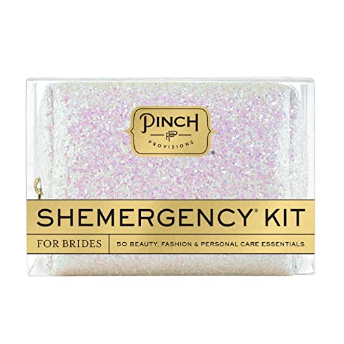 Pinch Provisions Shemergency Kit for Wedding Day Brides, Includes 50 Must-Have Emergency Essential Items for The Big Day, Chic Mid-Size Multi-Functional Pouch, Perfect Survival Kit for Wedding Party