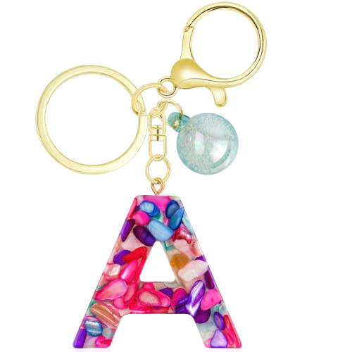 Fashion Purple Initial Letter Keychain: Cute Alphabet Key Chain With Bling Ball,Acrylic Letter Pendant Keyring For Purse Handbags Women Girl Birthday Gifts #TOP1