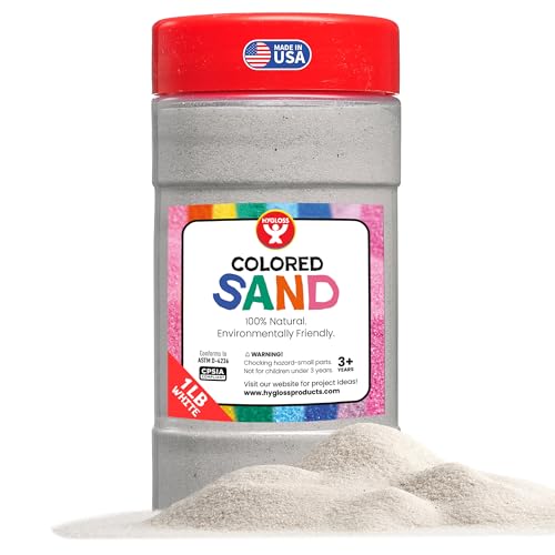 Hygloss Colored Sand for Crafts 1 lb Bottle White Vibrant Colorful Fine Sensory Play Sand Art Kits for Kids Classroom Activities for Children 3 4 5 6 7 8 9 10 11 12 Safe for Ages 3+