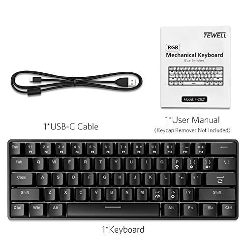 Tewell 61 Keys Rgb Wired Mechanical Gaming Keyboard With Audible Click Sound Blue Switches, Compact Mini Portable Computer Keyboard For Windows Gaming Pc #TOP6