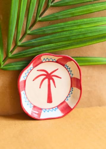 Image of WEAVING HOMES Palm Handmade Dessert Plate, Size: 11 cm Microwave & Dishwahsher Safe (Set of 1)