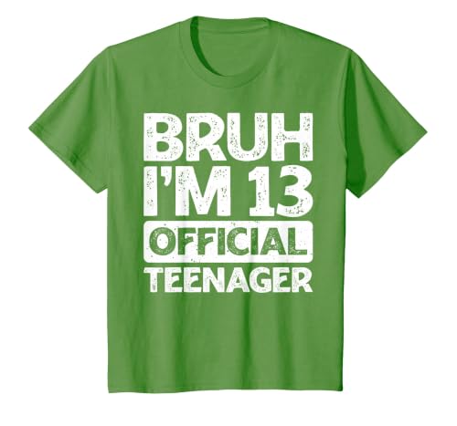 Bruh It's My 13th Birthday I'm 13 Year Old Official Teenager T-Shirt, Youth, Grass Green, Medium