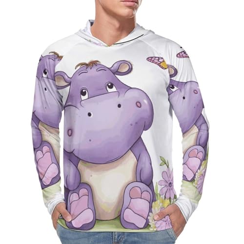 Mens UPF 50+ Sun Protection Hoodie Rash Guard Long Sleeve Sun Shirt Hiking Butterfly and Hippo Fishing Hoodie-4