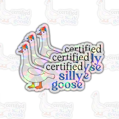 Image of 3pcs Certified Silly Goose Funny Sticker Pack, Meme Animal Humor Design, Die Cut Waterproof Vinyl Decal for Laptop, Water Bottle, Phone, Window, Helmet, Goose Lover Gift 3 Inches