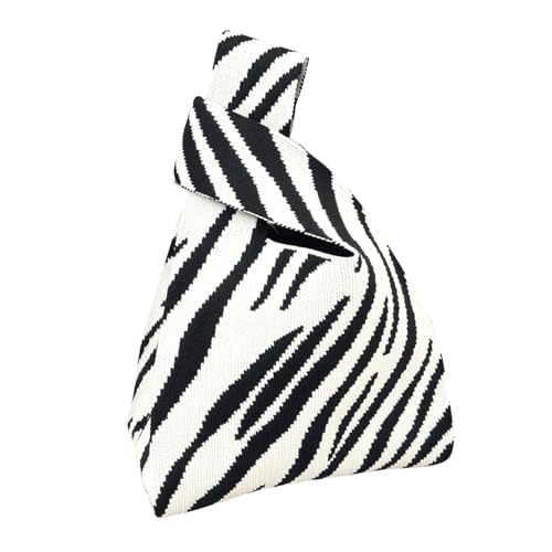 Image of Kawn Crochet Wrist Handbag for Women Wristlet Sleeve Knot Pouch Portable knitted breathable lightweight foldable Casual Small Purse Cute Tote Bag For Shopping, Dating, Travel