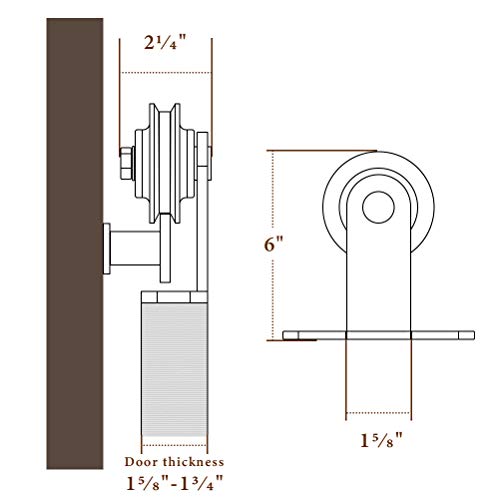 6.6ft Single Barn Door Hardware Kit, Dedoot Heavy Duty Sliding Door Rail, Fit 36"-40" Wide Door Panel, Smoothly and Quietly, Easy to Install (T Shape) - Thumbnail 3