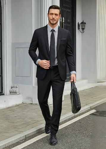Image of HISDERN Mens Dress Shirt with Tie Pocket Square Set Classic Button Down Shirt Matching Tie Long Sleeve Shirts