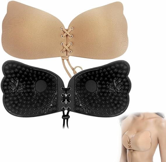 Strapless Backless Bra for Large Breasts Sticky Backless Bra Push up for Women for Breast Lift 2 Pairs for Girls & Women Undergarment for Backless Dress-image-18