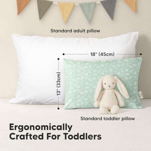 Image of KeaBabies 2pk Toddler Pillows 2 Year Old to 5,13x18 Kids Pillow (DinoLand) | Soft Organic Cotton Kids Pillow for Sleeping, Travel, School, Daycare, Nap, Toddler Bed, Machine Washable, Without Pillowcase