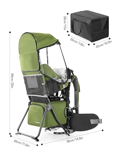 besrey Mochilas Senderismo, Mochilas Portabebés, Portador de bebé, Marsupios portabebé para Viaje Acampadacon Asiento，Verde militare - imagen 9