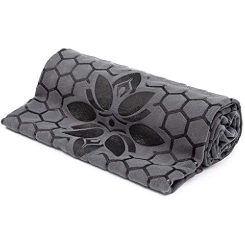 Clever Yoga - Yoga Towel Mat, Sweat Absorbent Suede Hot Yoga Mat Towel, Hot Yoga Towel with Honeycomb Design for Hot Yoga, Non-Slip Yoga Mat for Hot Pilates, Hot Yoga Towels for Women - Gray Cover