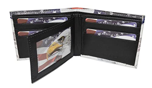 LeatherboLeatherboss PU Leather Stylish Bifold Wallet with Printed Gift Box ss PU Leather Stylish Bifold Wallet with Printed Gift Box (US America Flag & Eagle)3