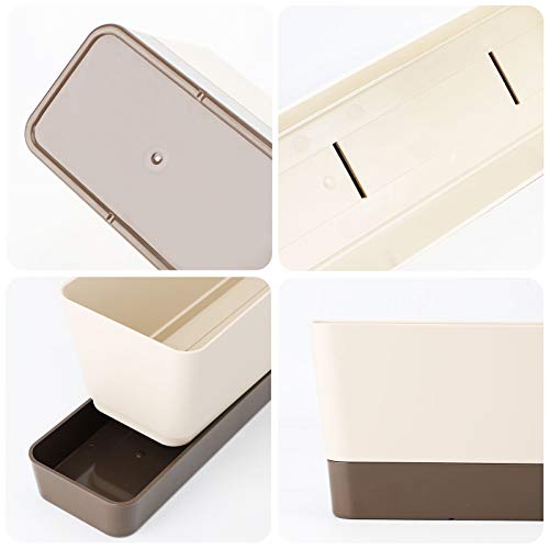 Greaner Indoor Windowsill Planter Boxes, 6 Pack 16 X3.8 Inch Rectangle Succulent Cactus Window Box With Tray, Modern Plastic Plant Pots For Porch, Patio, Garden Balcony, Home Office Outdoor Decoration #TOP5