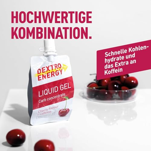 Dextro Energy Liquid Gel Cherry + Caffeine - 18x60ml (18er Pack) - High Carb Energy Gel zur schnellen Kohlenhydrate Versorgung und Koffein Zusatz – Bild 6