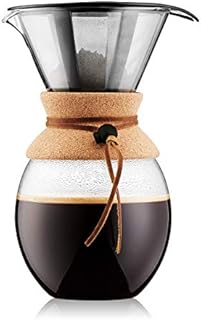 BODUM Pour Over Coffee Maker, Double Wall, Cork Grip, 8 Cup, Glass, 34 Ounce
