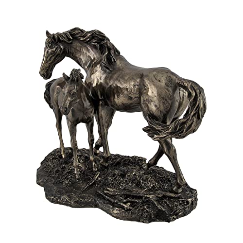 Estatua diseño Veronese de caballos majestuosos con acabado en bronce miniatura 2