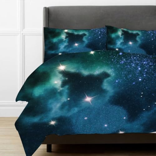 Housse de couette 90x190 étoiles vertes microfibre douce lavable machine - 4