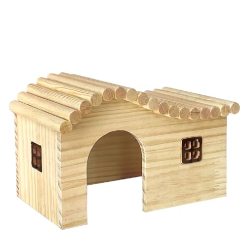 Cabana de madeira de porquinho-da-índia com janela, casa de madeira de animais pequenos para rato, c