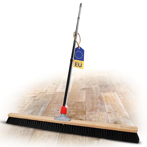 Novaliv Grand balai avec manche de 100 cm - Poils synthétiques - Idéal comme balai d'atelier, de salle de bain, industriel, de maison, de chambre - Grand