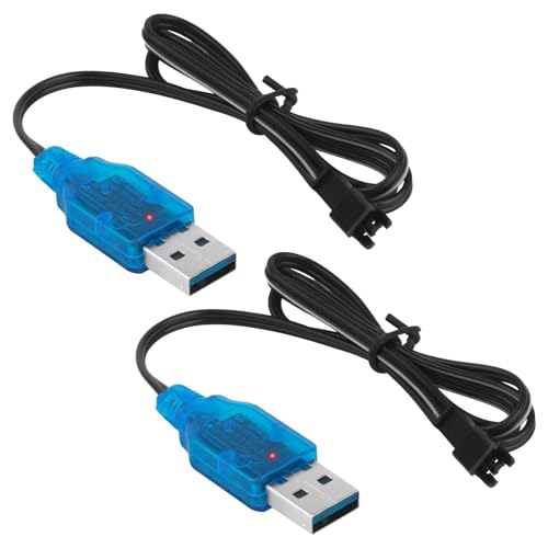 2pcs 3.7V Câble de Charge USB avec Prise SM-2P, NI-MH Battery USB Charger Cable, Chargeur Câble RC Universel pour LiPo Batterie Compatible Voiture RC Bateau...