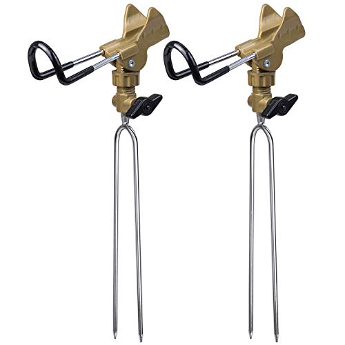 Alwonder 2 Pack Fishing Rod Holders for Bank Fishing, 360 Degree Adjustable Angle Fishing Rod Holder Ground Heavy Duty Stainless Steel Fishing Pole Holders for Bank Fishing