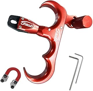 xxiaojun Compound Bow Aid Releaser and D Loop Rope,Adjustable Can Rotate 360° Thumb Release Bow Aluminum Alloy Aids,Archery Release Aids,for Outdoor Hunting,Adult Archery.