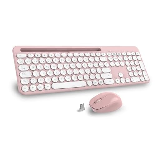 LeadsaiL K933 Teclado y Raton Inalámbrico Español QWERTY, Pack de Teclado Raton Inalambrico Ergonómico, Silencioso con Soporte para Teléfono, Tamaño Completo, para Mac, PC, Ordenador Portátil-Rosa