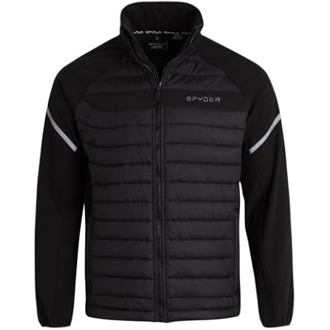 Spyder Men's Softshell 2fer Jacket - Insulated Quilted Puffer Jacket with Softshell Sleeves - Winter Jackets for Men (S-XL), Size Medium, Black Cover