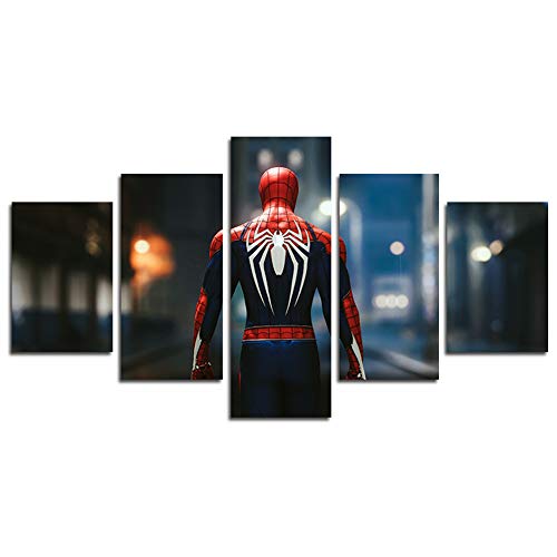 AtfArt 5 Piece Spiderman PS4 Canvas Painting for Living Room Home Decor Canvas Art Wall Poster (No Frame) Unframed Mr-09