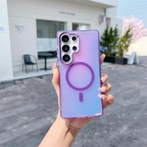 Coque antichoc Samsung S25 violette à lanière et fixation magnétique