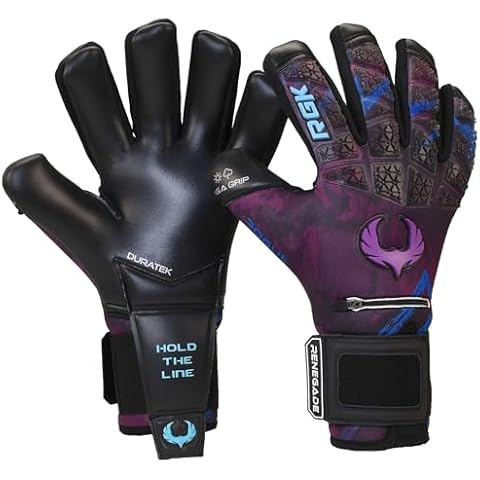 Renegade GK Limited Edition Rogue Shock Wave Goalie Gloves with Fingersaves | 4mm Giga Grip | Purple & Blue Goalkeeping Gloves (Size 9, Youth-Adult, Neg. Cut, Level 4+) Cover