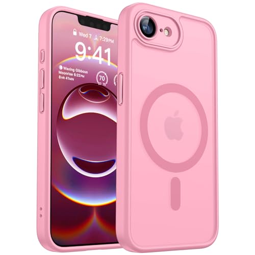 Image of CANSHN Magnetic Case for iPhone 17e / 16e, Upgraded Full Camera Protection, Compatible with Magsafe, Translucent Matte, Shockproof Protective Phone Case - Pink