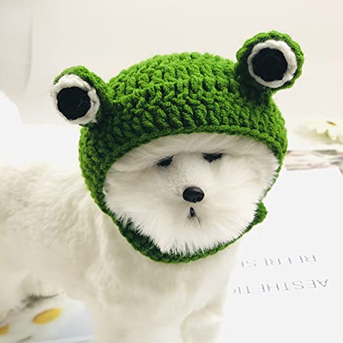 ROZKITCH Frog Dog Costume - Neck and Ear Warmer Hood for Pets, Cute Pet Hat Cap Soft Costume for Cat, Funny Warm Winter Headband Protector Breathable Headwear for Kitten Puppy Festival Theme Party