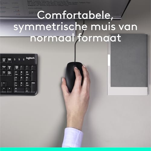 Logitech MK120 Bedraad Toetsenbord- en Muiscombinatie voor Windows, Optische Muis met Snoer, Toetsenbord van Volledig Formaat, USB Plug-and-Play, PC, Laptop, US International QWERTY indeling - Zwart - Afbeelding 5