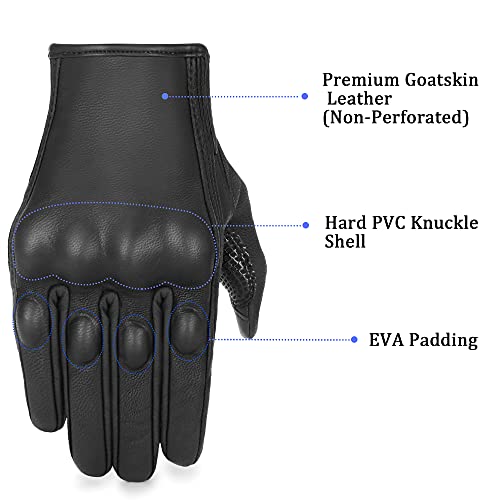 Women’ S Leather Motorcycle Gloves Touchscreen Ladies Motorbike Gloves (Black Leather,Non-Perforated M) #TOP2