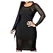 Y56 Damen-Rundhals-Langarm-Netzkleid + Sling-Kleid Zweiteiliges einfarbiges Kleid 08697 weihnachtskleider Elgant neckholde gefaltet Plisse abschluss Kreuz Brautjunfer Longpullover d