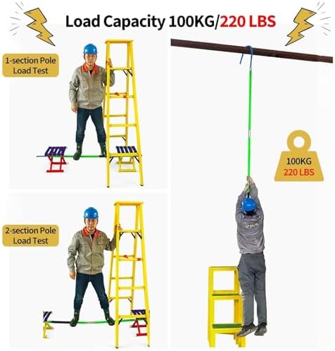 Portable Emergency High Voltage Hook, 10kV 35kV 110kV 220kV Insulated Fiber Pole, Safe Utility Hook for Power Line Maintenance, Lightweight and Durable