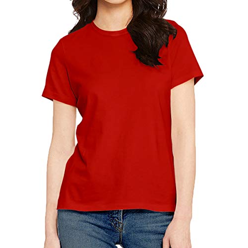 Image of Pooplu Women's Regular Fit Premium Plain 100% Cotton Round Neck Half Sleeves Multicolour Pootlu T Shirt. Casual, Stylish, Trending, Symbol Tshirts