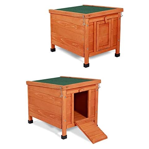 lionto Kaninchenstall aus Holz Kleintierhaus Nagerhaus Kleintierstall 43x43x52 cm Cover