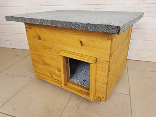 Maison pour chat avec chauffage extérieur lasure isolée