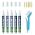 5 Pieces Grout Pen Tile Grout 1 Cleaning Brush Restorer Pen White Renew Repair Marker for Tile Wall Floor Bathroom, Kitchen, Bedroom (Black)