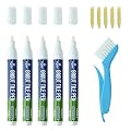 5 Pieces Grout Pen Tile Grout 1 Cleaning Brush Restorer Pen White Renew Repair Marker for Tile Wall Floor Bathroom, Kitchen, Bedroom (Black)